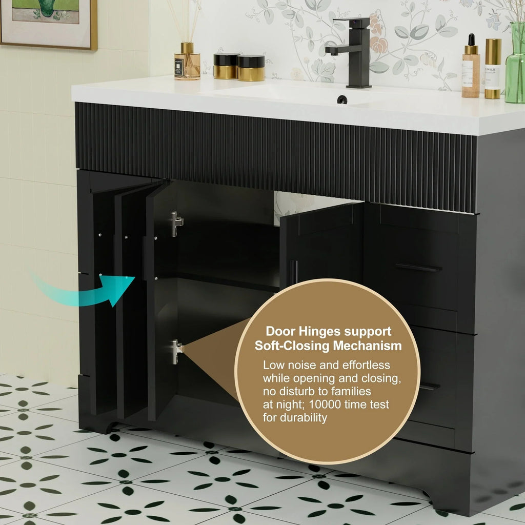 Ensemble meuble-lavabo de salle de bain Wavy Line 30/36/48 avec lavabo et robinet