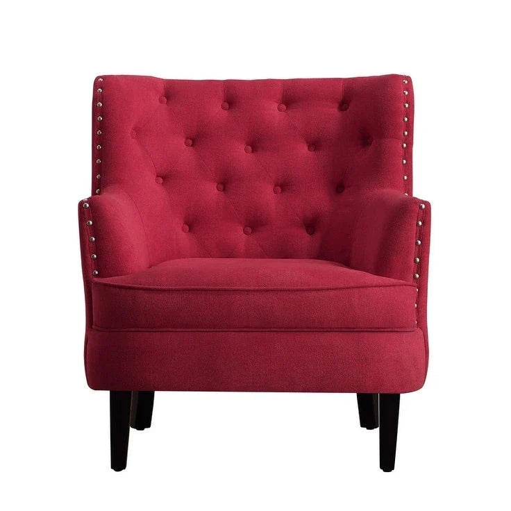 Moser Bay Mignon fluwelen/linnen fauteuil met knopen en hoge rugleuning, 30 breed