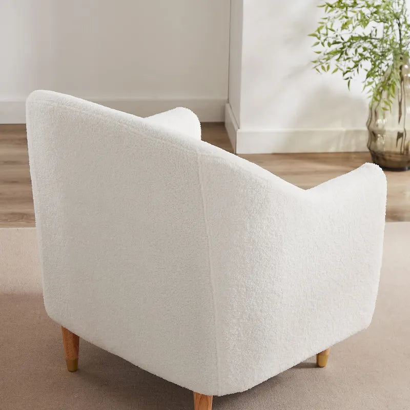 Ensemble de 2 fauteuils d’appoint de 28.34W, fauteuils tonneaux en velours avec pieds en bois massif