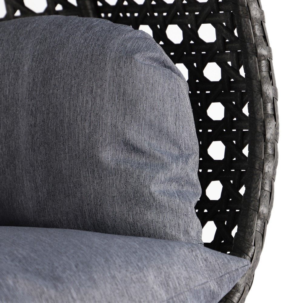Fauteuil œuf suspendu 2 places LeisureMod avec support - fauteuil hamac balançoire de patio en osier de rotin pour l’extérieur et l’intérieur, avec coussins