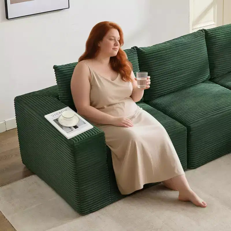 108 Modernes Sofa, 3-Sitzer-Polstersofa in L-Form mit Kissen, Sofa mit tiefer Sitzfläche, keine Montage erforderlich