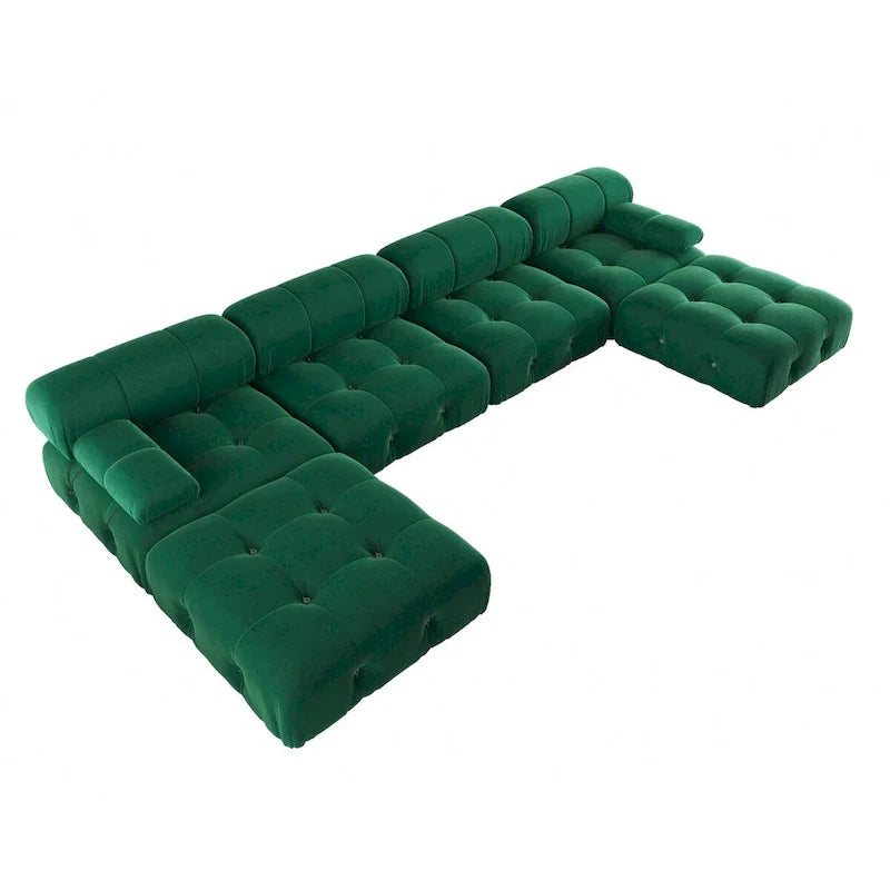 138  ombouwbare modulaire hoekbank, U-vormige minimalistische fluwelen banken