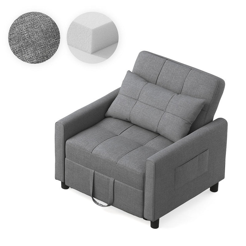 3-in-1-Schlafsofa mit verstellbarer Liegefläche, ausziehbares Sesselsofa, umwandelbares Klappbett fürs Wohnzimmer