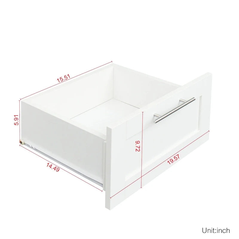 Armoire de rangement en bois blanc avec portes, tiroirs et tringle de penderie
