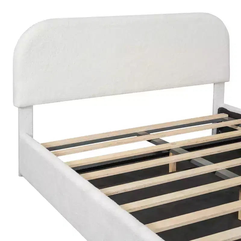 Lit rembourré grand format avec rangement relevable - blanc