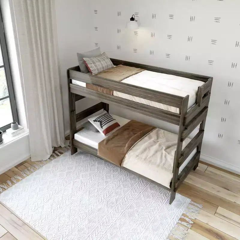 Etagenbett Plank+Beam aus Massivholz im Landhausstil, zwei Einzelbetten übereinander, für Erwachsene