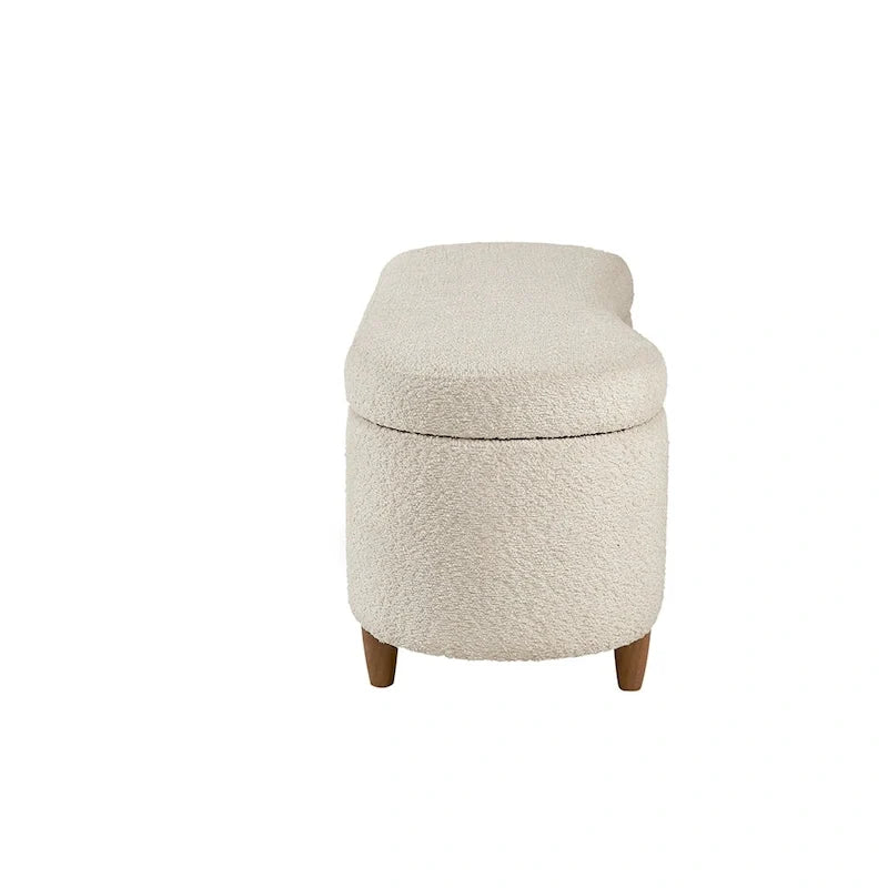 INK+IVY Bailey Stauraumbank in Taupe mit Bouclé-Bezug und Klappdeckel