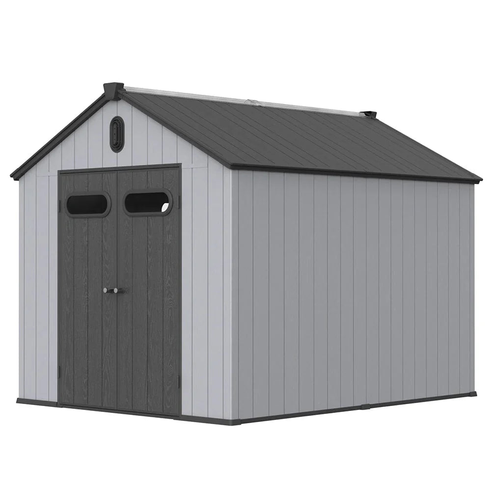 Abri de rangement extérieur en résine et plastique, tous temps, avec plancher, 6 ft x 4 ft/6 ft x 8 ft/8 ft x 6 ft/8 ft x 10 ft, abri à outils Spire