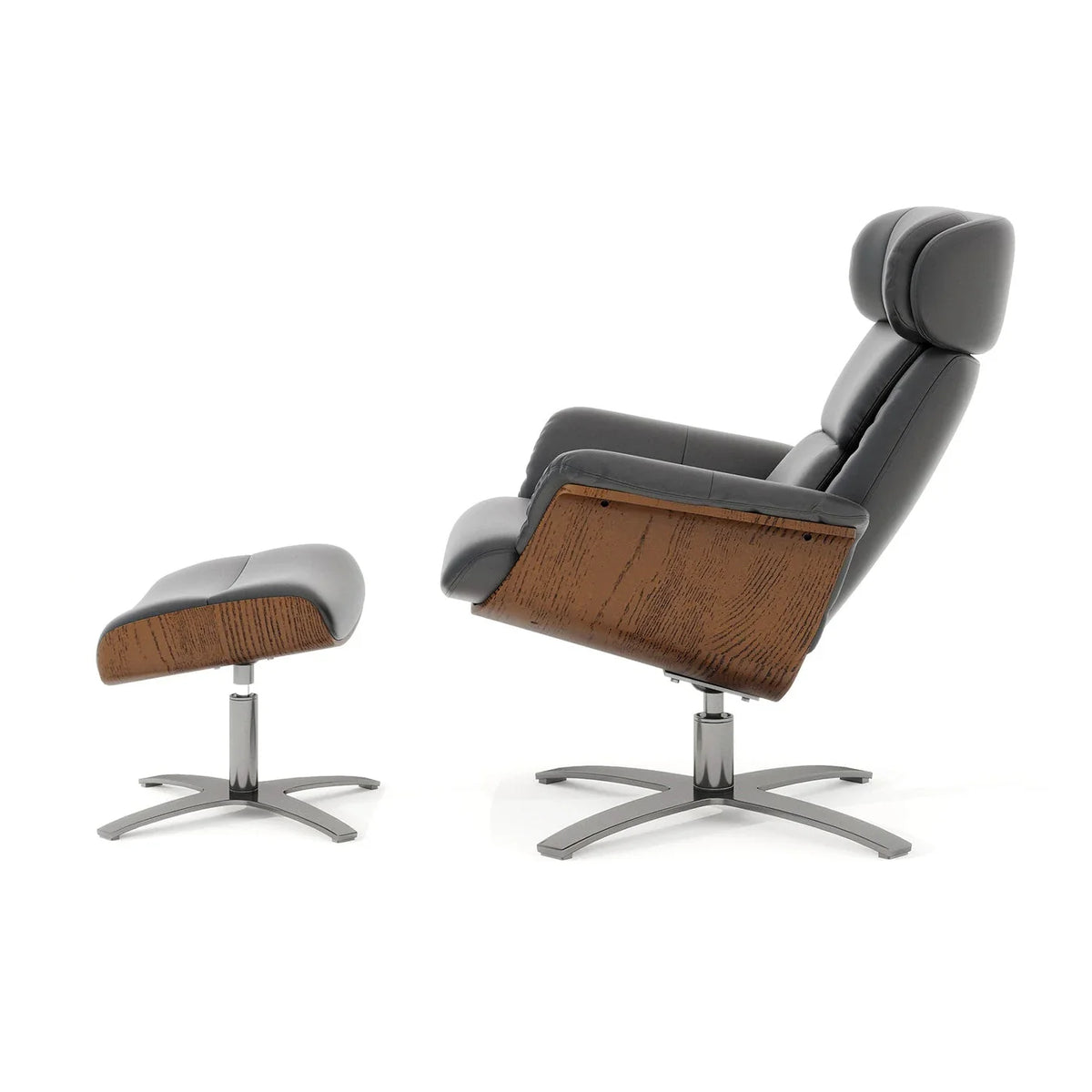 Jovan 31.5 Relaxsessel aus echtem Leder mit Hocker