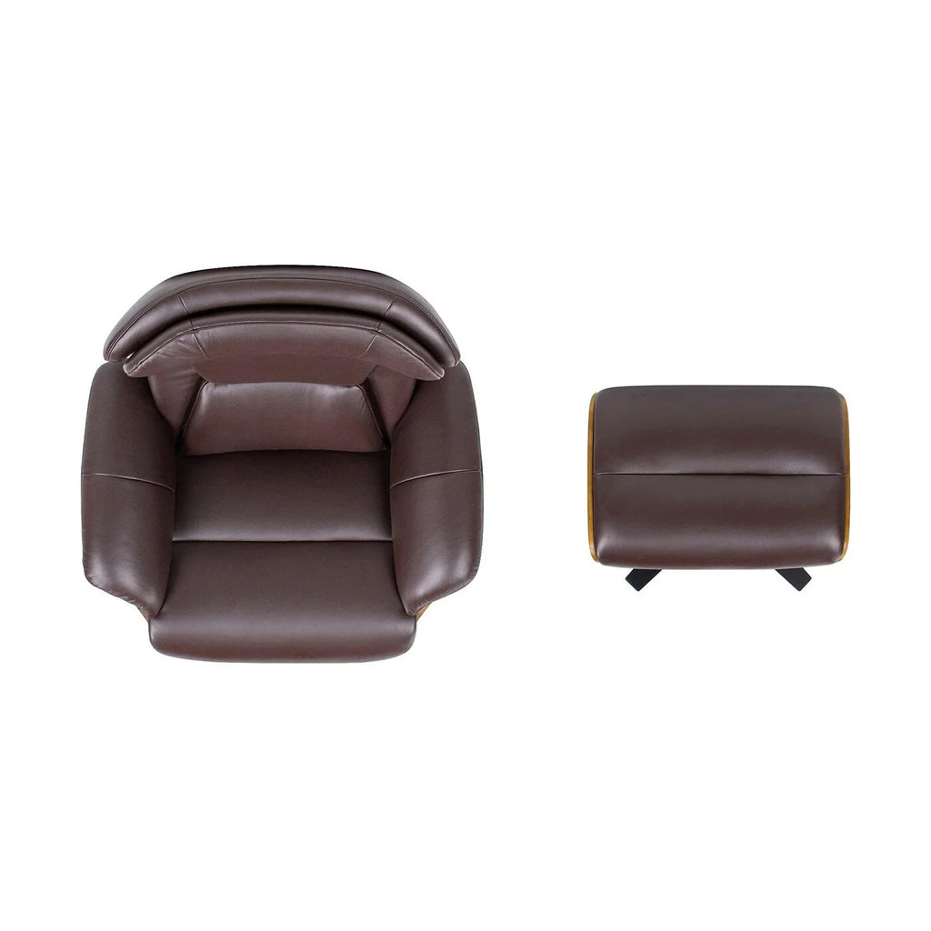 Jovan 31.5 Relaxsessel aus echtem Leder mit Hocker