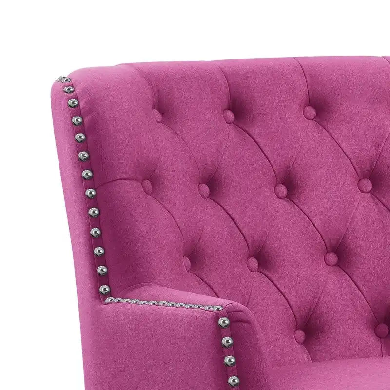 Moser Bay Mignon fluwelen/linnen fauteuil met knopen en hoge rugleuning, 30 breed