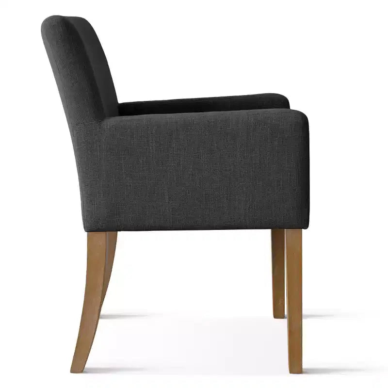Set van 6 gestoffeerde eetkamerstoelen met armleuningen, moderne linnen fauteuils met houten poten, accentstoelen voor de eetkamer en woonkamer - Panipeachy