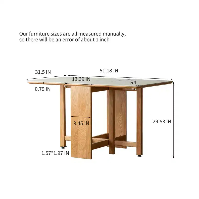 GDFStudio Agatha moderner Klapptisch aus Massivholz für 4-6 Personen mit Steinplatte