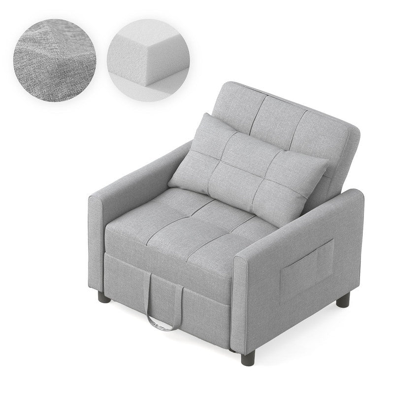 3-in-1-Schlafsofa mit verstellbarer Liegefläche, ausziehbares Sesselsofa, umwandelbares Klappbett fürs Wohnzimmer