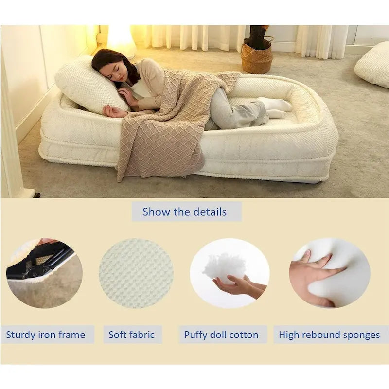 Faules Sofa, 5 verstellbare Positionen, zum Sitzen, Schlafen und Zusammenklappen, passend für Schlafzimmer und Wohnzimmer
