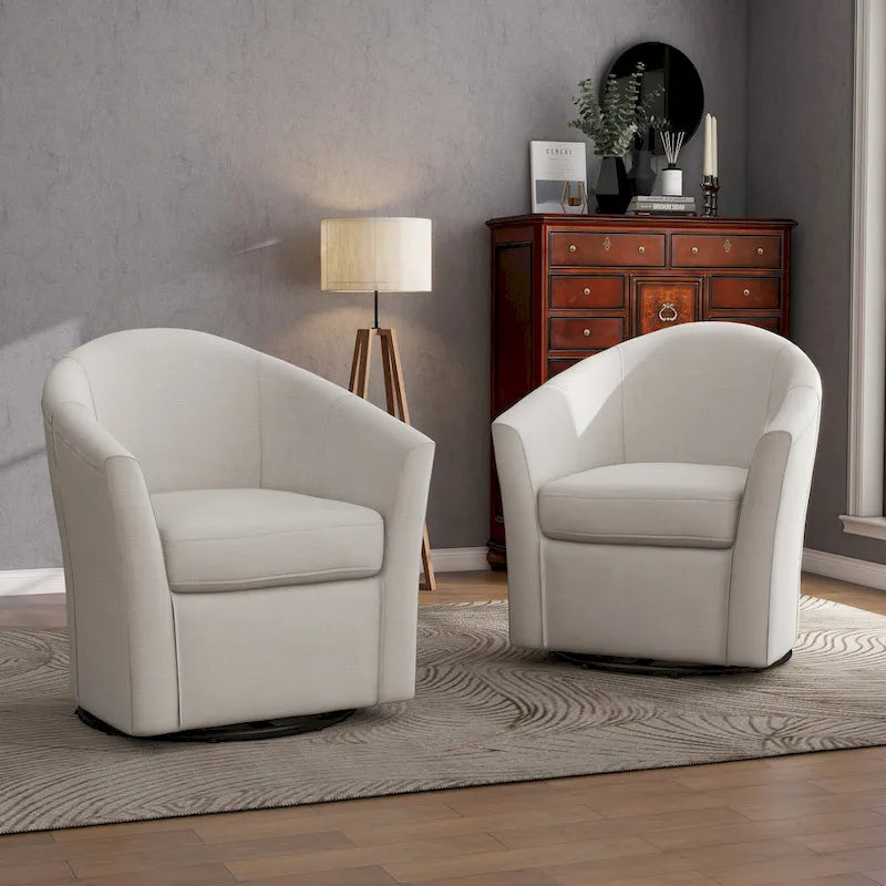 Set aus 2 modernen gepolsterten Dreh-Clubsesseln als Akzentstühle fürs Wohnzimmer