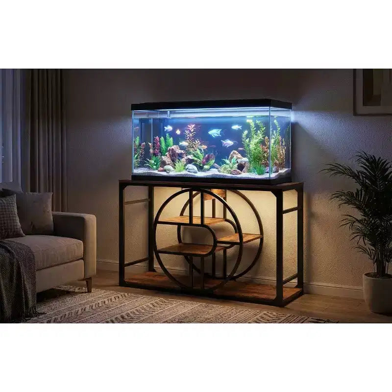 Support métallique pour aquarium de 55-75 gallons, robuste avec meuble de rangement, à plusieurs niveaux et avec pieds renforcés, convient