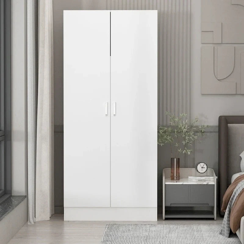Freistehender zweitüriger Kleiderschrank für das Schlafzimmer mit Kleiderstange