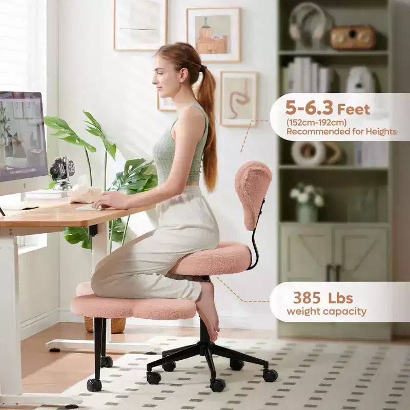 Pinmoco ergonomischer Bürostuhl mit gekreuzten Beinen, höhenverstellbarer Meditationsstuhl, um 360° drehbar, mit Lendenstütze, Arbeits- und Bürostuhl, ADHD-Stuhl