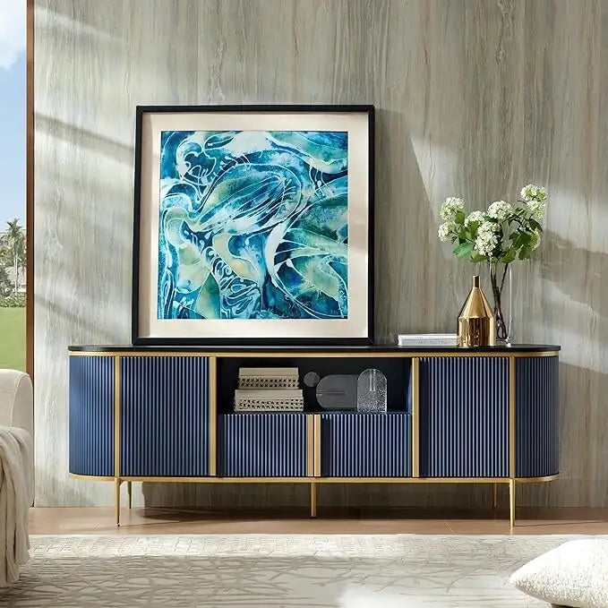 Moderner Luxus-TV-Schrank, Entertainment-Center mit Kunstmarmorplatte