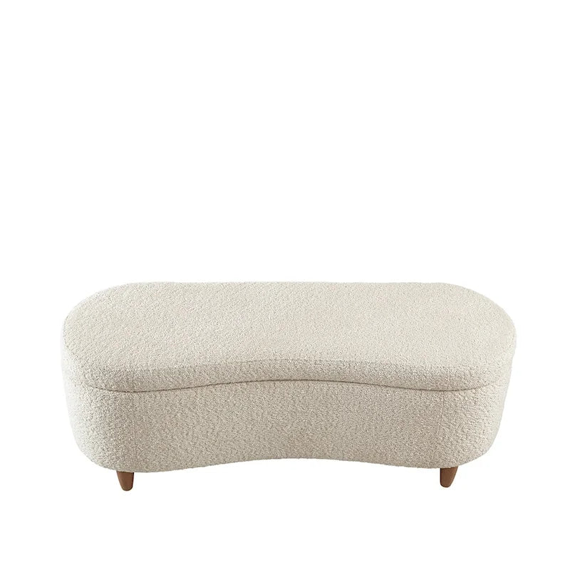 INK+IVY Bailey Stauraumbank in Taupe mit Bouclé-Bezug und Klappdeckel