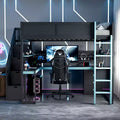 GDFStudio Scott Gaming-Hochbett aus Holz mit Aufbewahrungstreppen, Schreibtisch, Regalen und Lochwand