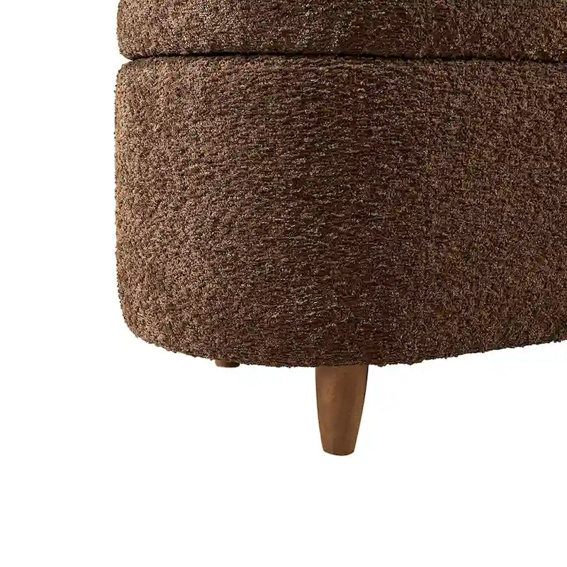 INK+IVY Bailey Stauraumbank in Taupe mit Bouclé-Bezug und Klappdeckel