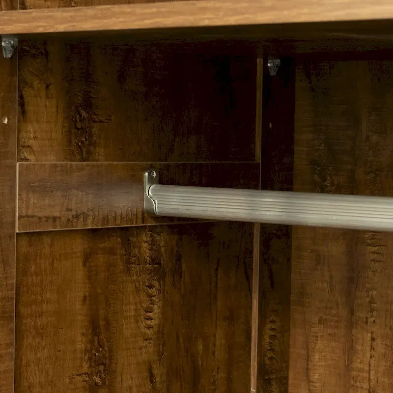 Armoire de rangement en bois blanc avec portes, tiroirs et tringle de penderie