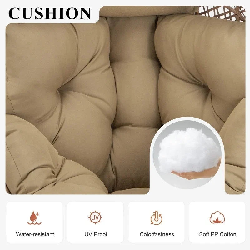 Fauteuil œuf d’intérieur FINCATI, fauteuil œuf d’extérieur supportant 440 lb, fauteuil œuf grand format avec pouf, fauteuil œuf luxueux et confortable avec repose-pieds