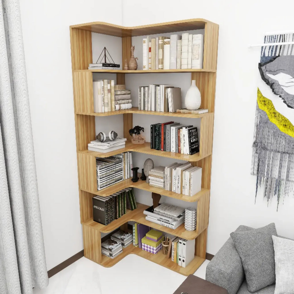 Eckbücherregal aus Holzwerkstoff mit 6 Regalböden