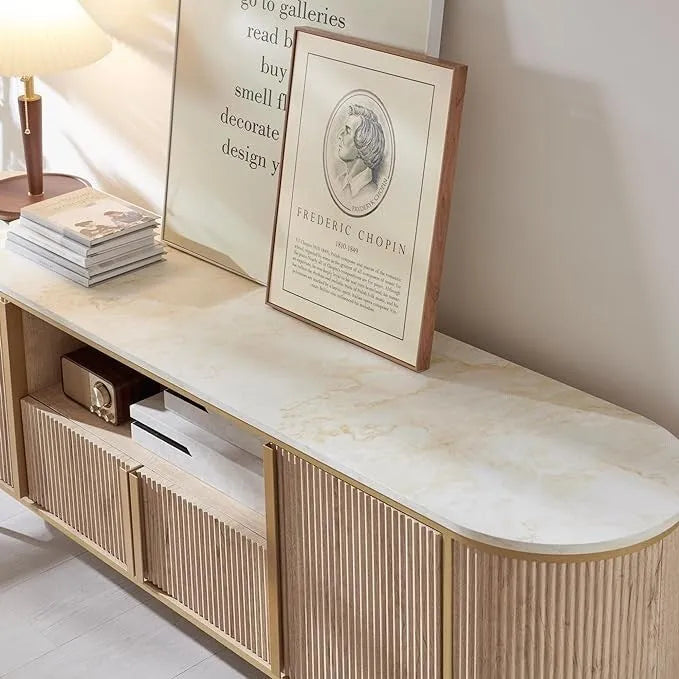 Moderner Luxus-TV-Schrank, Entertainment-Center mit Kunstmarmorplatte