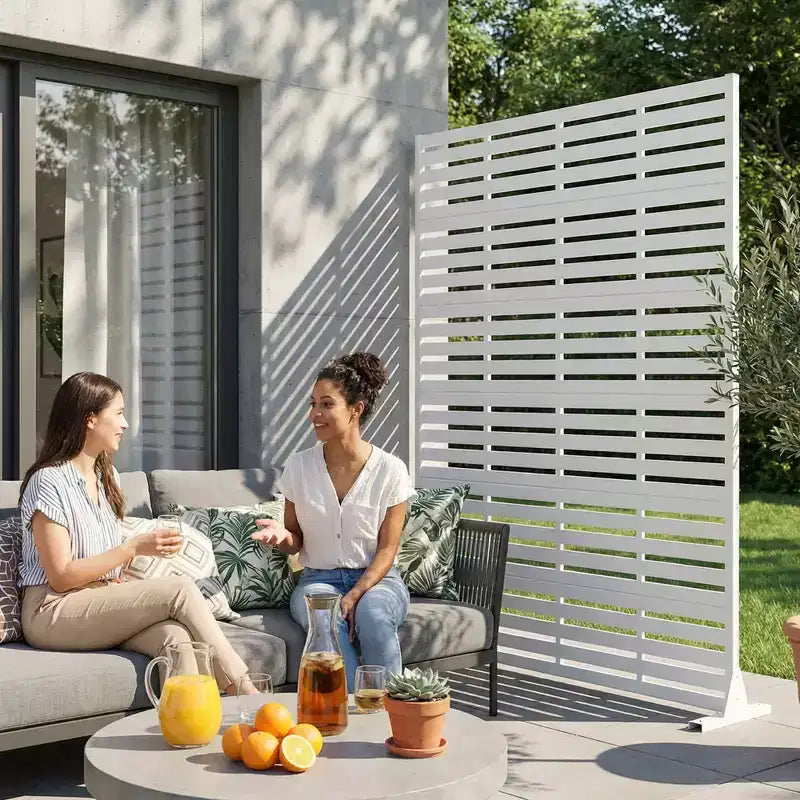 MAYEERTY, paravent d’extérieur blanc naturel pour préserver l’intimité, 72x47, lot de 6 panneaux pliants naturels pour cour et jardin