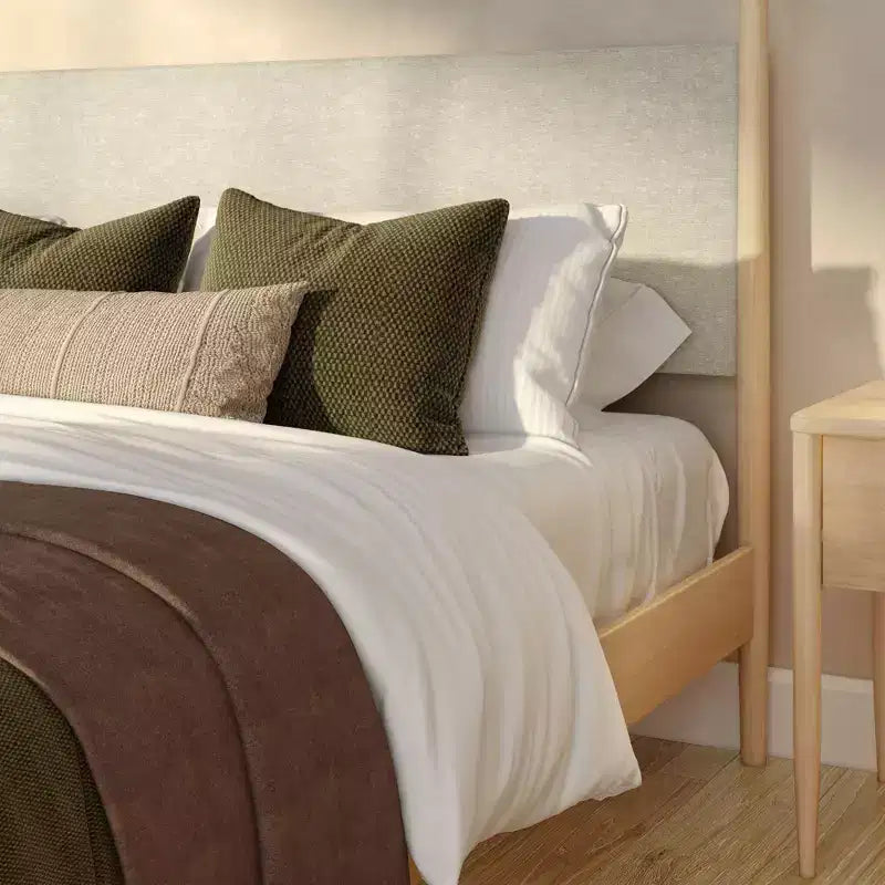 Harbor hemelbed voor kingsize bedden met gestoffeerd hoofdbord, blond/Swiss Coffee (MD2411-01)