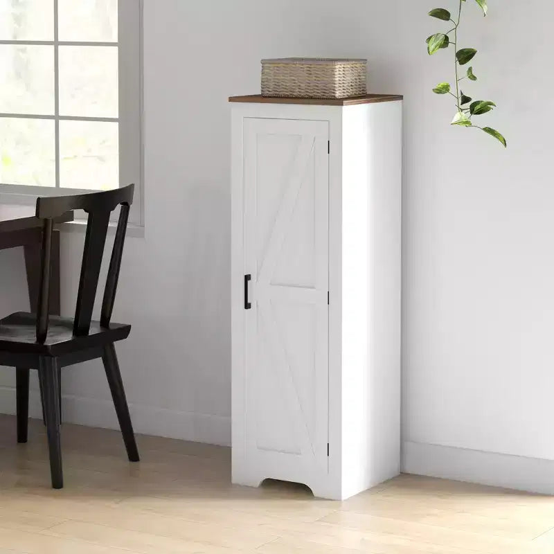 HOMCOM landelijke opbergkast met verstelbare plank en enkele staldeur, accentkast voor de woonkamer, vrijstaande voorraadkast, wit