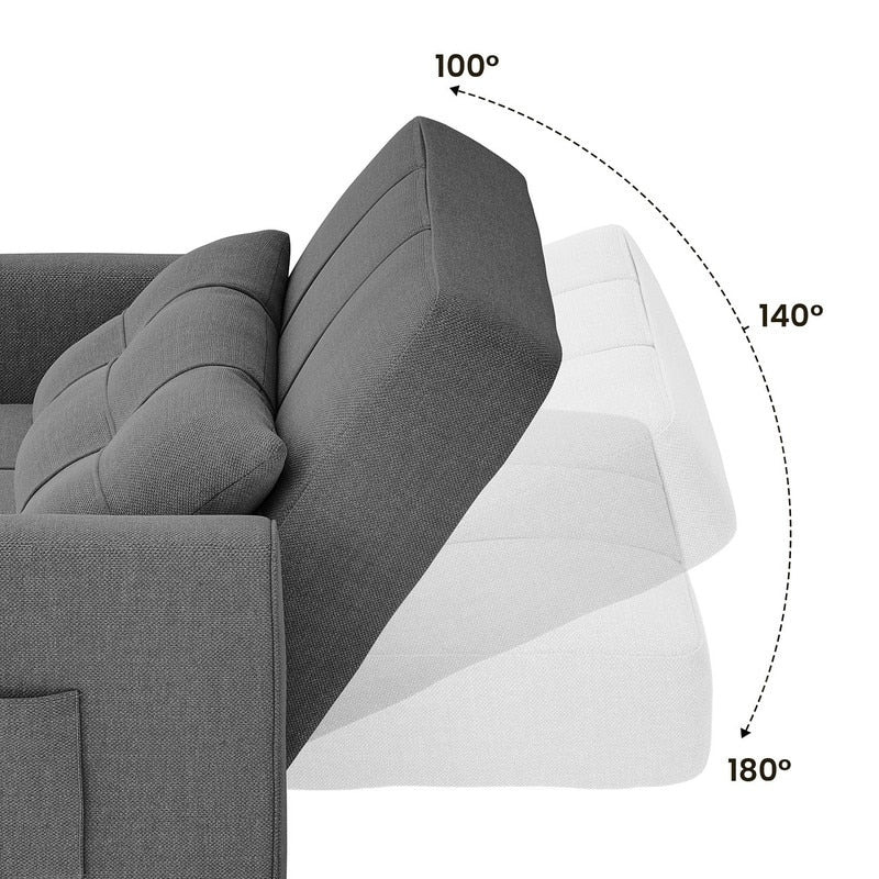 3-in-1-Schlafsofa mit verstellbarer Liegefläche, ausziehbares Sesselsofa, umwandelbares Klappbett fürs Wohnzimmer