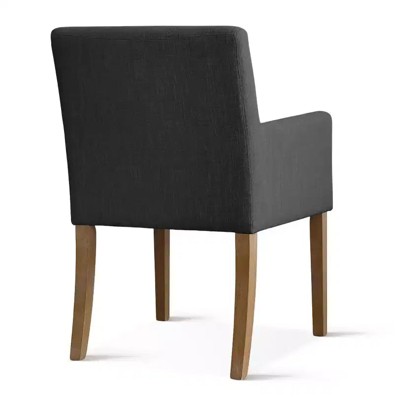 Set van 6 gestoffeerde eetkamerstoelen met armleuningen, moderne linnen fauteuils met houten poten, accentstoelen voor de eetkamer en woonkamer - Panipeachy