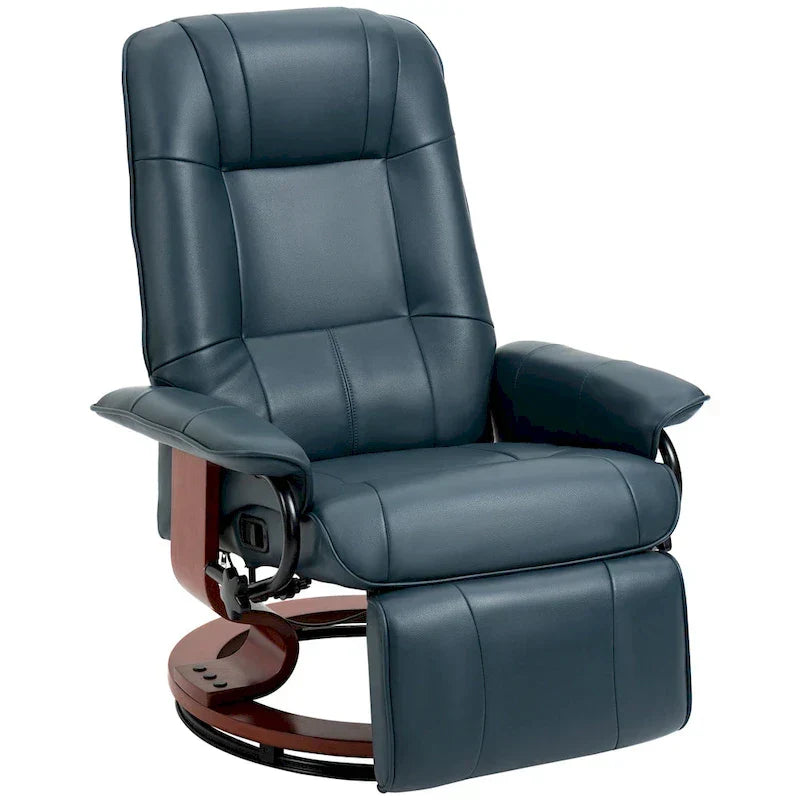 HomCom verstelbare handmatige relaxfauteuil van imitatieleer met draaivoet en comfortabele, ontspannende voetensteun