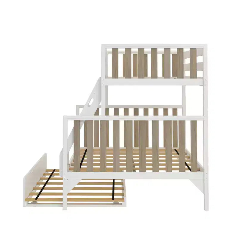 Lit superposé Max & Lily avec lit simple au-dessus d’un lit double et lit gigogne, en bois massif, style scandinave, pour enfants