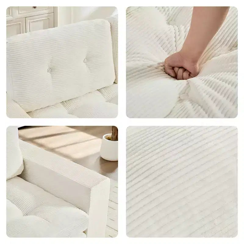 Canapé-lit futon convertible 2-en-1 Mjkone de 71', en tissu côtelé, pliable et capitonné avec boutons, canapé-lit deux places gain de place