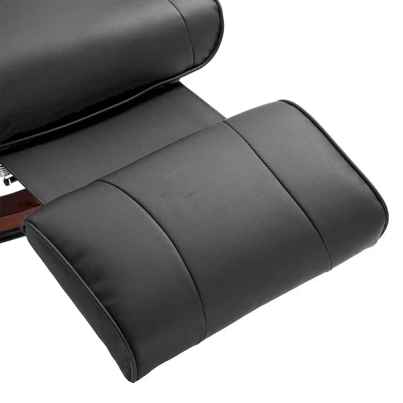 HomCom verstelbare handmatige relaxfauteuil van imitatieleer met draaivoet en comfortabele, ontspannende voetensteun
