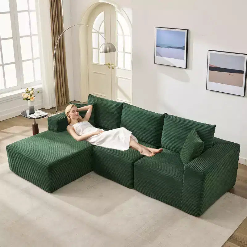 108 Modernes Sofa, 3-Sitzer-Polstersofa in L-Form mit Kissen, Sofa mit tiefer Sitzfläche, keine Montage erforderlich
