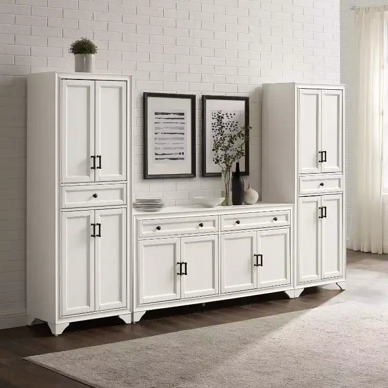 3-teiliges Tara-Sideboard- und Vorratsschrank-Set im Used-Look - Crosley