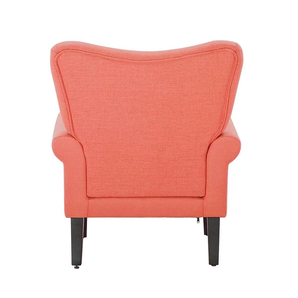 Fauteuil d’appoint moderne Erommy à dossier haut, fauteuil une place en tissu rembourré avec boutons et pieds en bois, pour salon