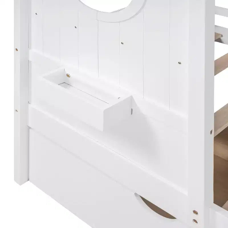 Lit cabane en bois format simple/double avec 2 tiroirs, lit pour enfant avec étagère de rangement - ModernLuxe