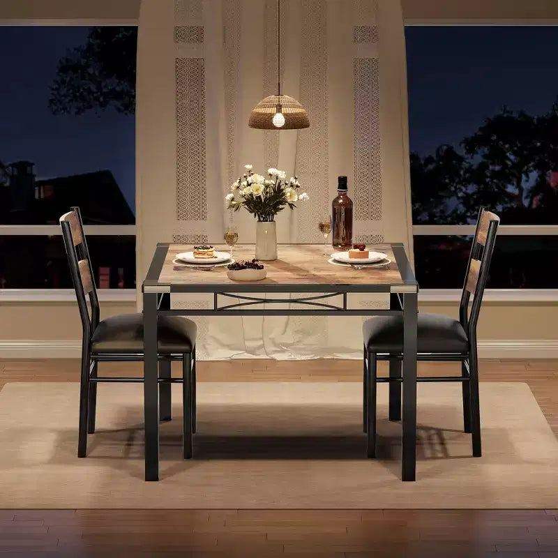 Ensemble de table à manger pour 4 personnes, avec 4 chaises rembourrées, ensemble de 5 pièces en bois pour la cuisine ou la salle à manger avec protège-coins, pour cuisine, appartement et petit espace