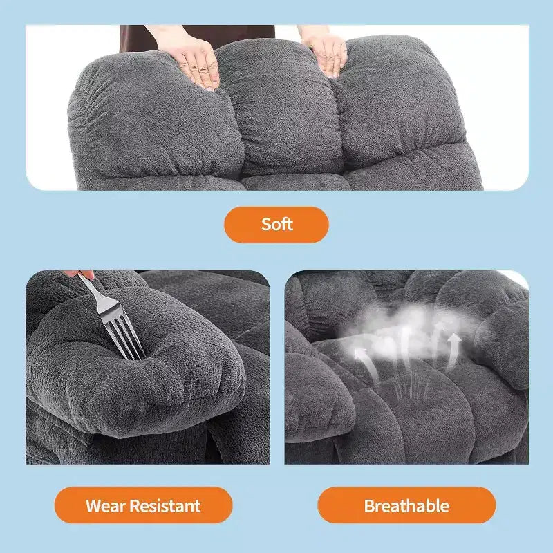 Handmatige relaxfauteuil, ergonomische relaxfauteuil van ademende stof met zijvakken, eenpersoonsbank, geschikt voor de woonkamer en slaapkamer