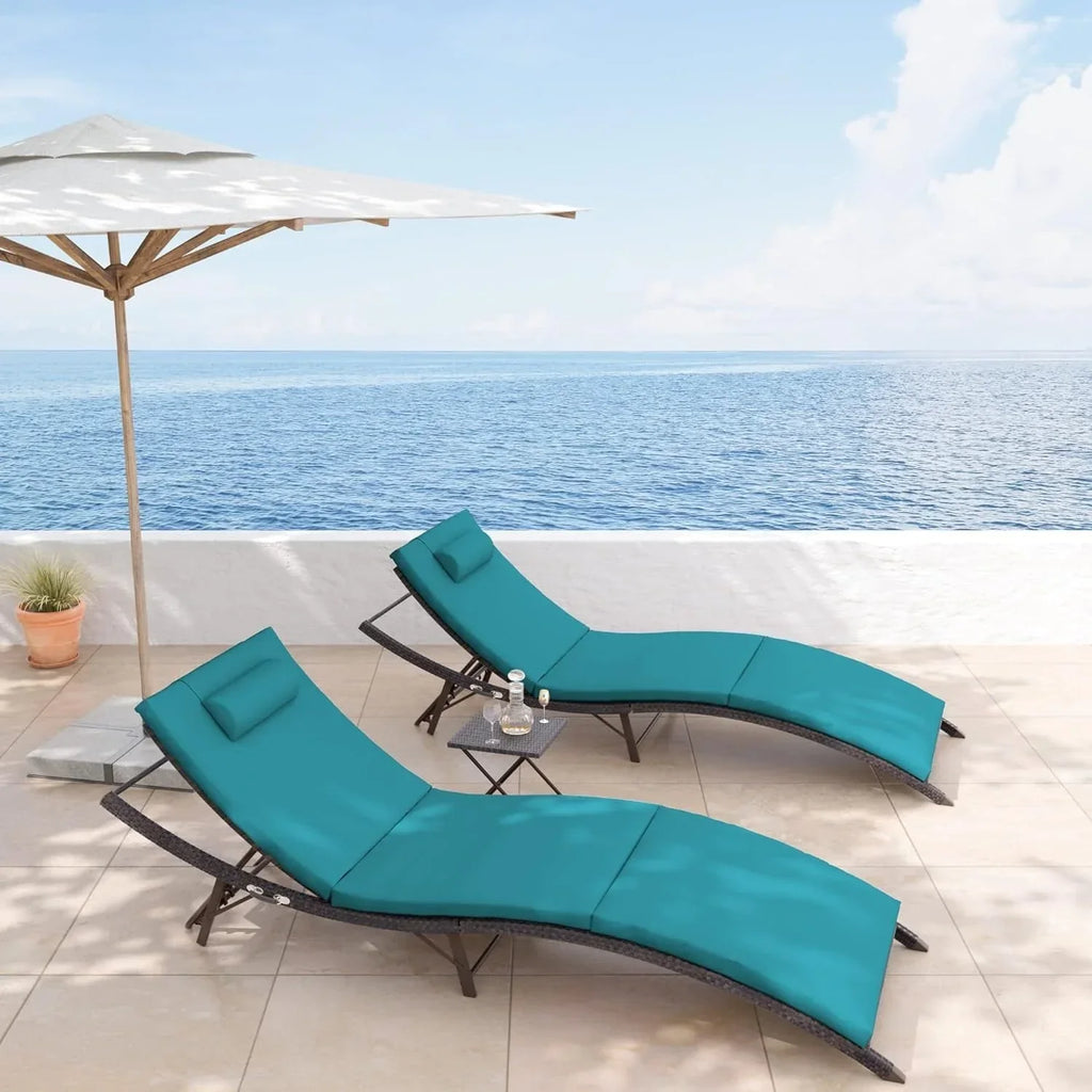 Kullavik 3-teiliges Outdoor-Lounge-Set mit Liegestühlen