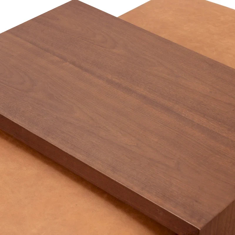 Poly & Bark Jarmo Sitzhocker mit verstellbarem Walnussholztisch - italienisches Echtleder aus vollnarbigem Leder