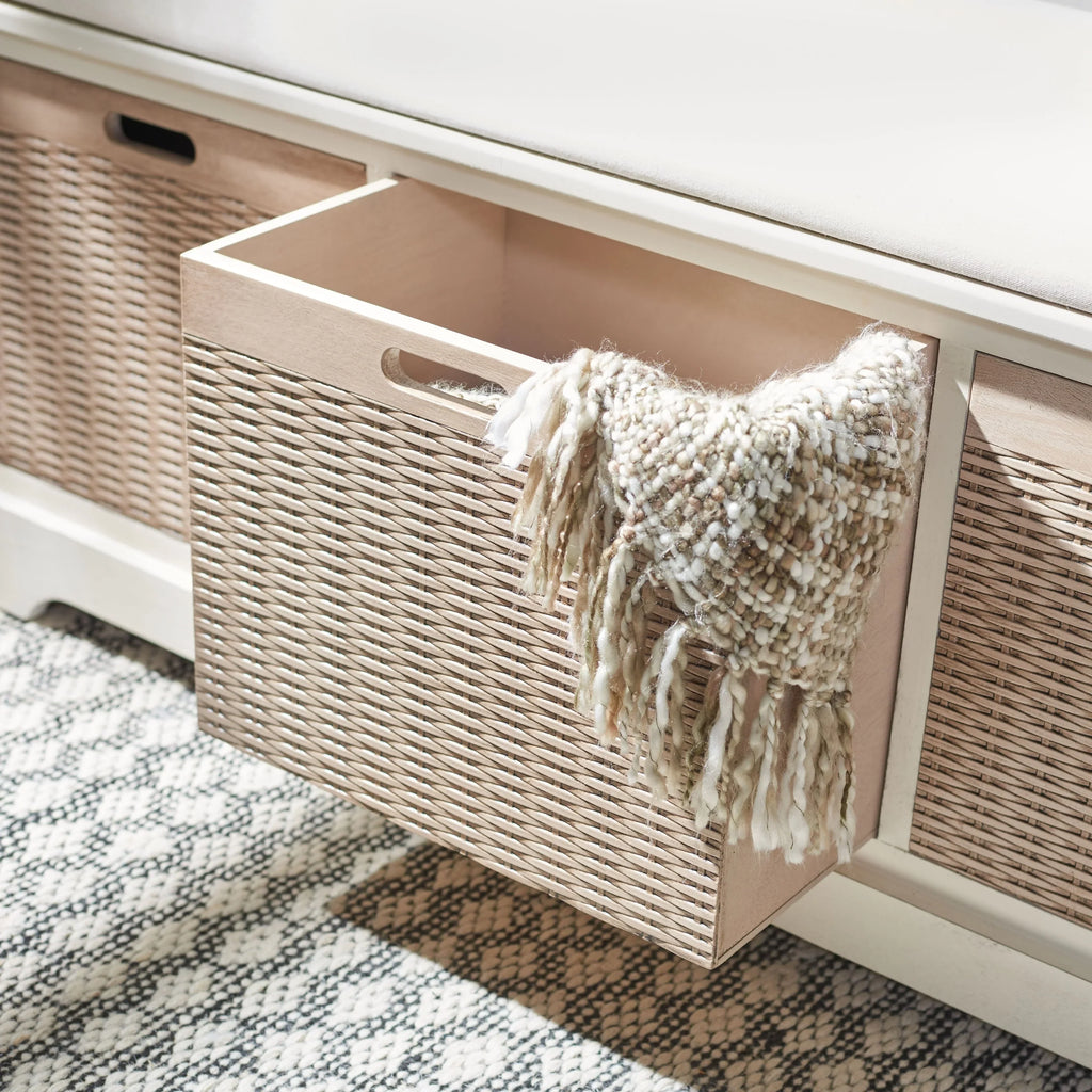 Banc de rangement SAFAVIEH Fiorello avec coussin et 3 tiroirs - 47.3 W x 15 L x 19 H - 47Wx15Dx19H