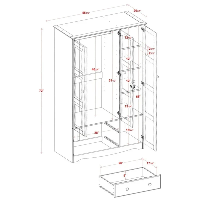 Armoire à 3 portes - Blanc/Moka/Java - Bois massif